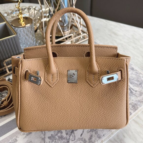 Handbags - Golden brown genuine leather women's handbag| Available 2 Sizes